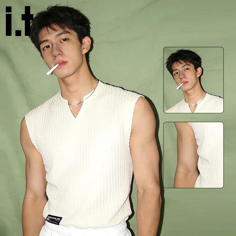CHOCOOLATEit Men s Textured V-Neck Fitness Tank Top M