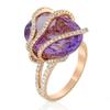Luxus Intarsien Lila Weiß CZ Damenring Trendige Goldfarbe Geometrie Tägliches Tragen Party Schmuck Jahrestag Geschenk