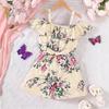 Children's Clothing New Arrival for Girls Summer Resort Style Ruffled Floral Jumpsuit
