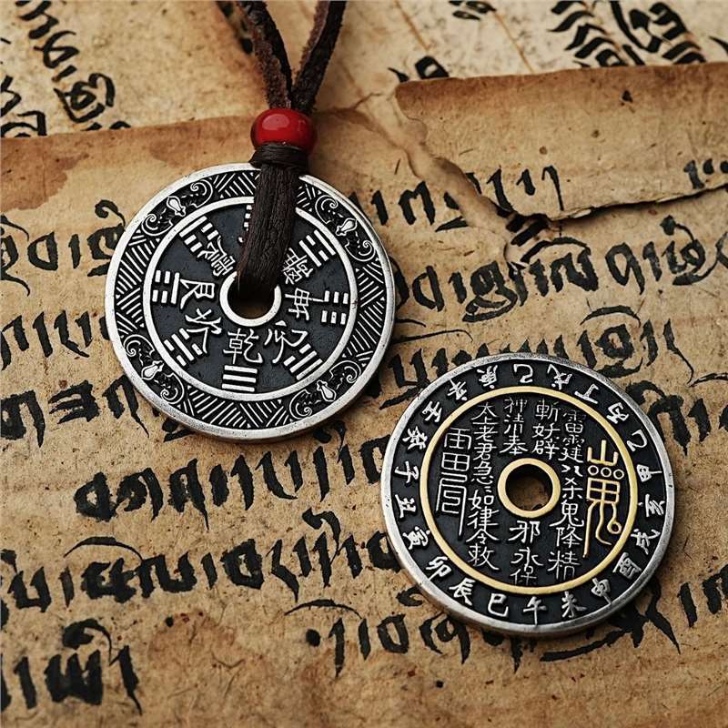 Halskette Retro Kupfermünze Herren Berg Trick Geld Klatsch Glücksbringer Anhänger