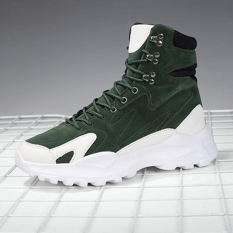 Herbst- und Winter Herren High-Top Stiefel funktionale Windboard-Schuhe mittelhohe Martin-Stiefel vielseitige Lokomotiv-Stiefel Schuhe mit Absatz