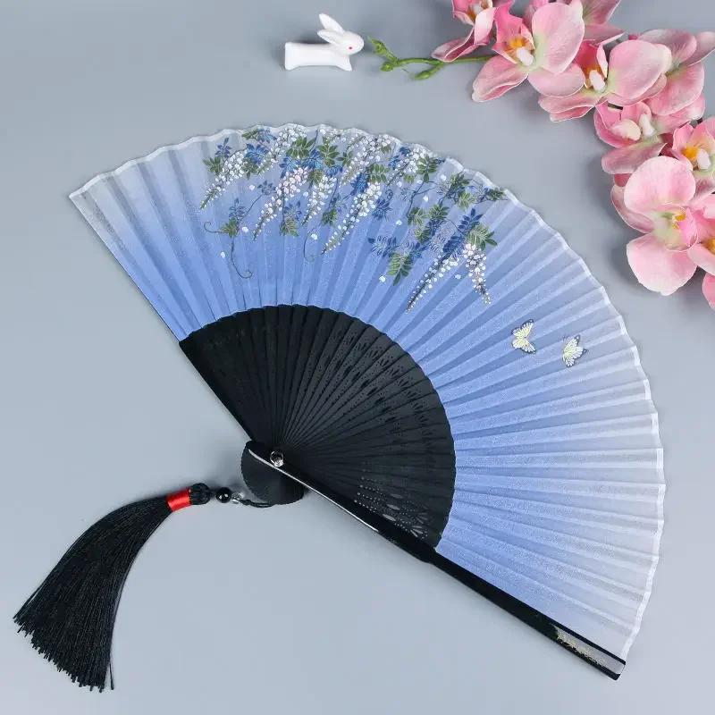 Vintage Chinese Style Portable Folding Fan Party Wedding Dance Hand Fans Summer Bamboo Craft Gift Room Decoration Ornaments New