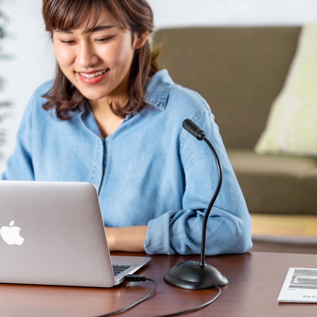 Sanwa Supply USB Stand Microphone MM-MCUSB25N Black