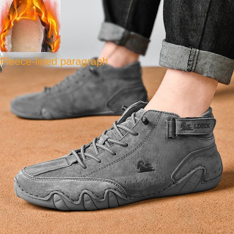 Top Layer Leather Women's High-Top Plus Size Women's Shoes Autumn and Winter Ankle Boots Cotton-Padded Shoes