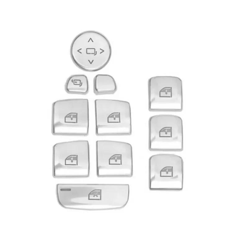 11Pcs Car Door Window Lift Switch Button Cover Trim For BMW 5 G30 G38 X3 G01 2018- Auto Interior Inner Sticker Accessories