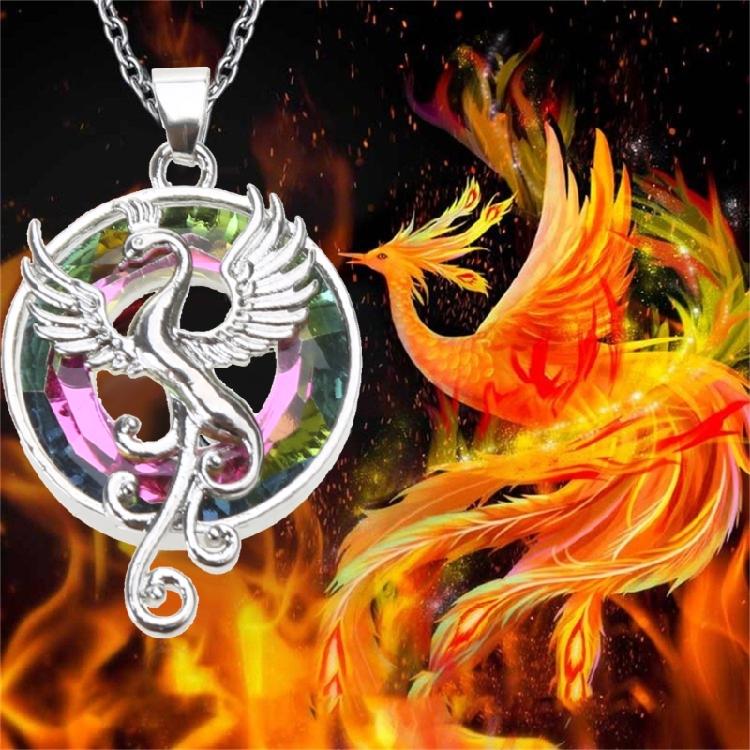 Modisch Bunter Kristall Phönix Anhänger Halskette Schmuck Farbige Halsketten