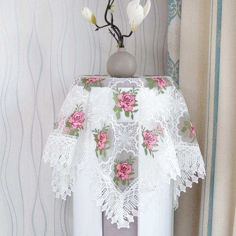 NUOVO tovaglia ricamata con fiori di rosa in rete, copertura per tavolo, tovaglia per festa di matrimonio, cucina, decorazione e accessori da tavolo per Natale