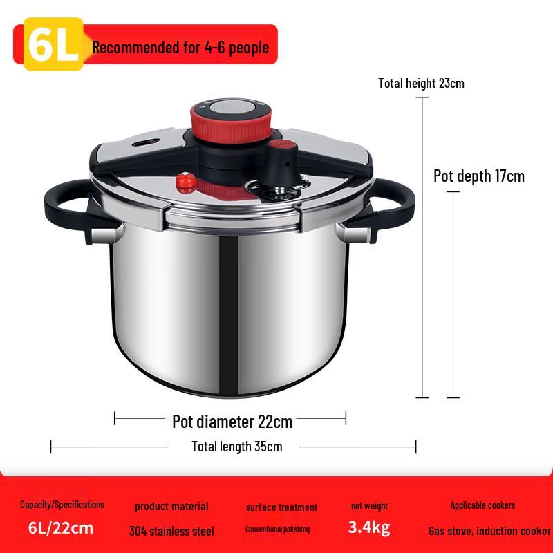 Double Happiness 304 Stainless Steel Clamp-Type Pressure Cooker