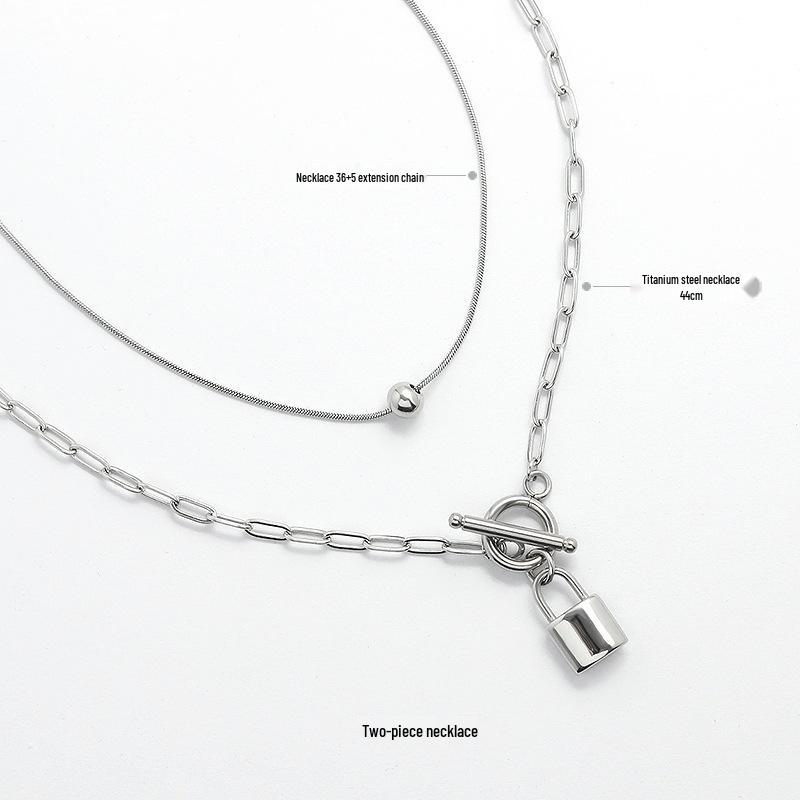 European & American Multi-layer Titanium Steel Necklace with Non-fading OT Buckle Clasp - Versatile Stackable Pendant for Women