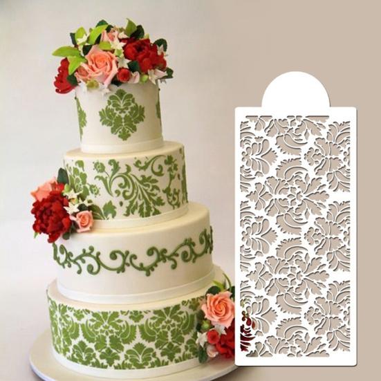 Szablon do tworzenia kartek Wielofunkcyjny plastikowy szablon damasceński do ciasta na wesele