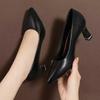 Real soft leather new spring thin heel pointed head shallow mouth temperament women's small leather shoes medium heel single shoes women