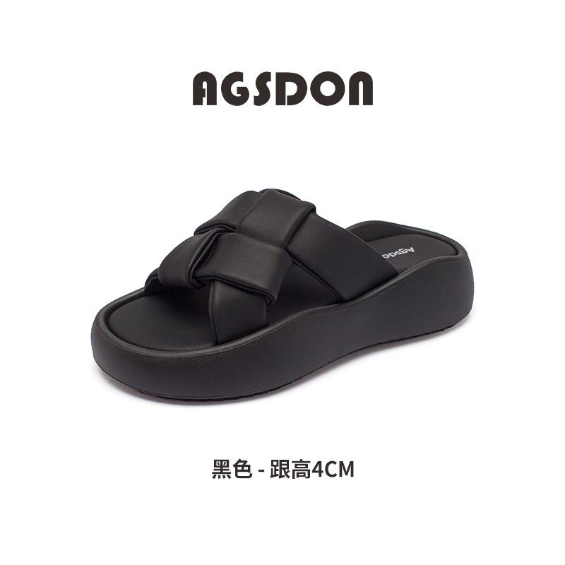 Augustine Black Slippers Summer Wear 2025 New Casual Platform Sandals Sports with Skirt Beach Shoes