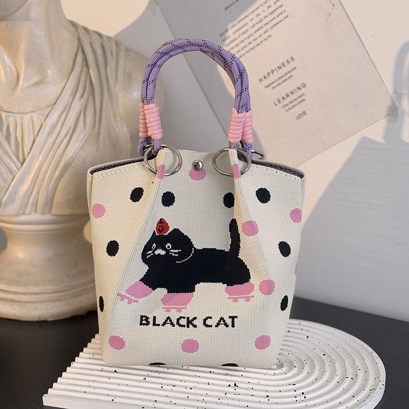 Market general knitted ring buckle bag portable work out large capacity handbag commuting small square bag storage bag