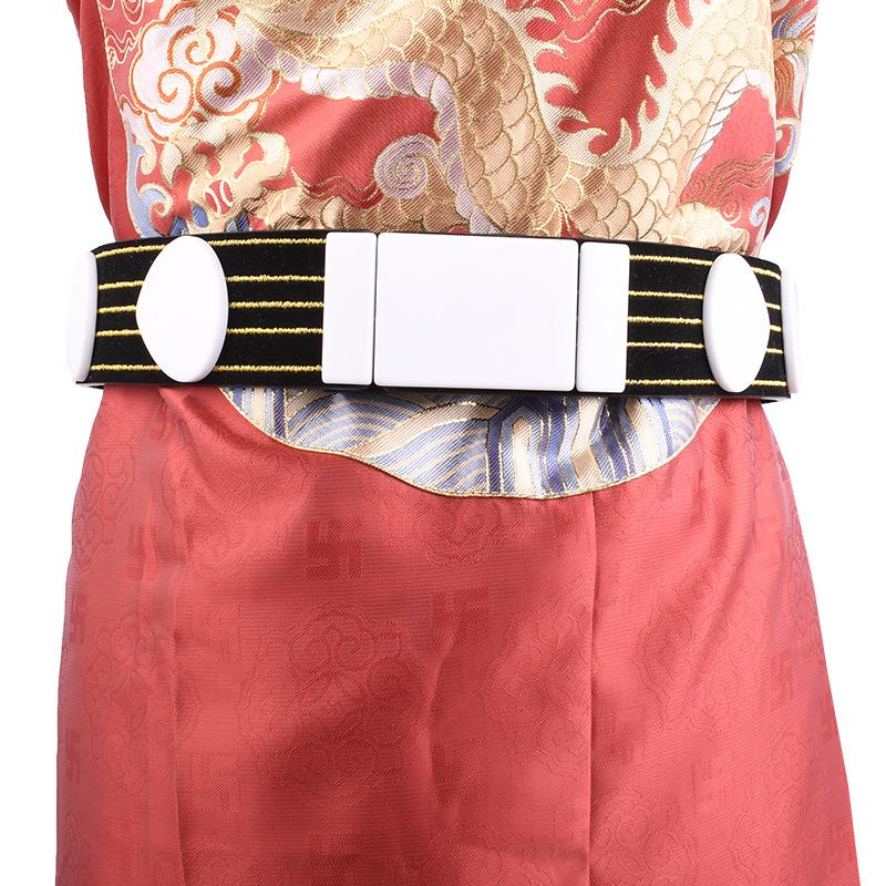 Ming Dynasty Hanfu Red Leather Belt for Flying Fish Robe - Round Collar Robe Waistband with Strong Adhesive In Stock