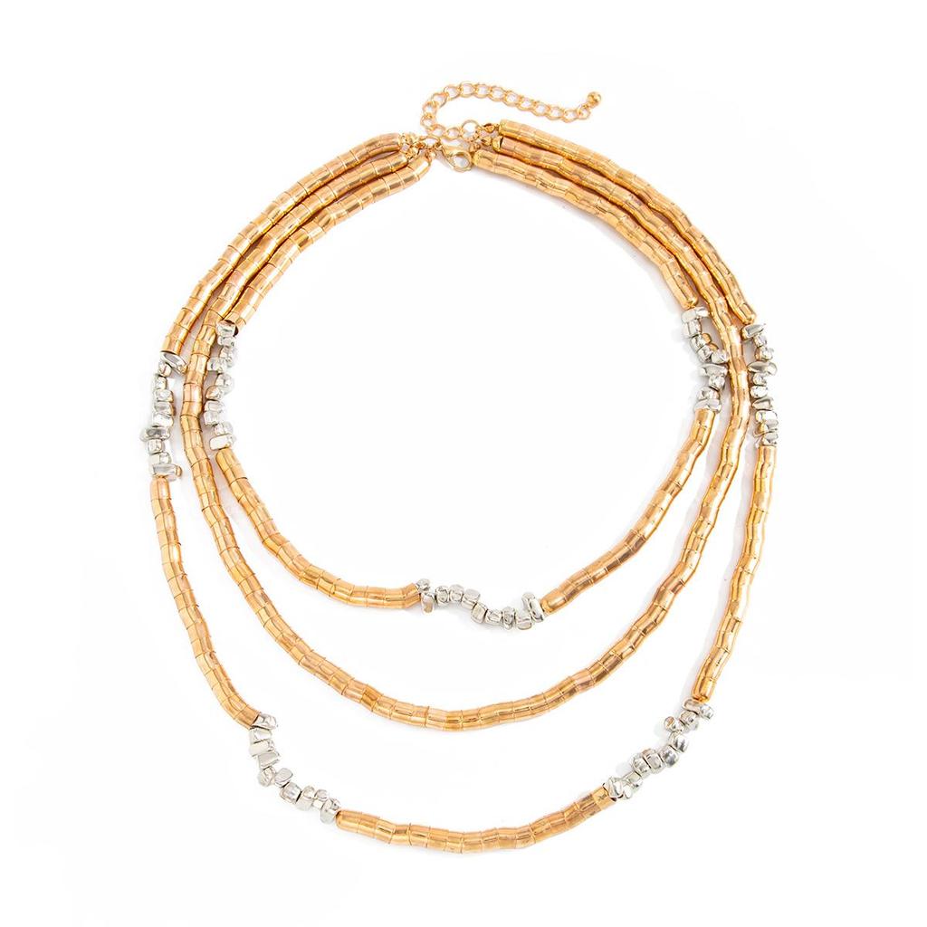 Multi-Layer Beaded Necklace with Colorfast Finish and Light Luxury Style