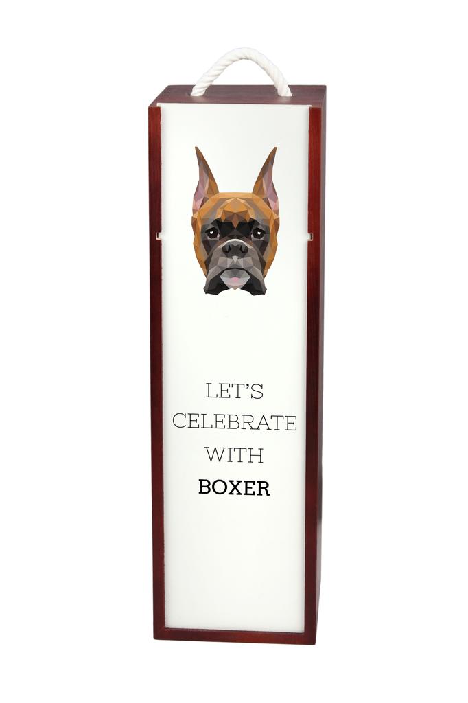 Bokser, Boxer I - Geometryczne Pudełko Ze Zdjęciem I Napisem Na Wino Marki Art-Dog