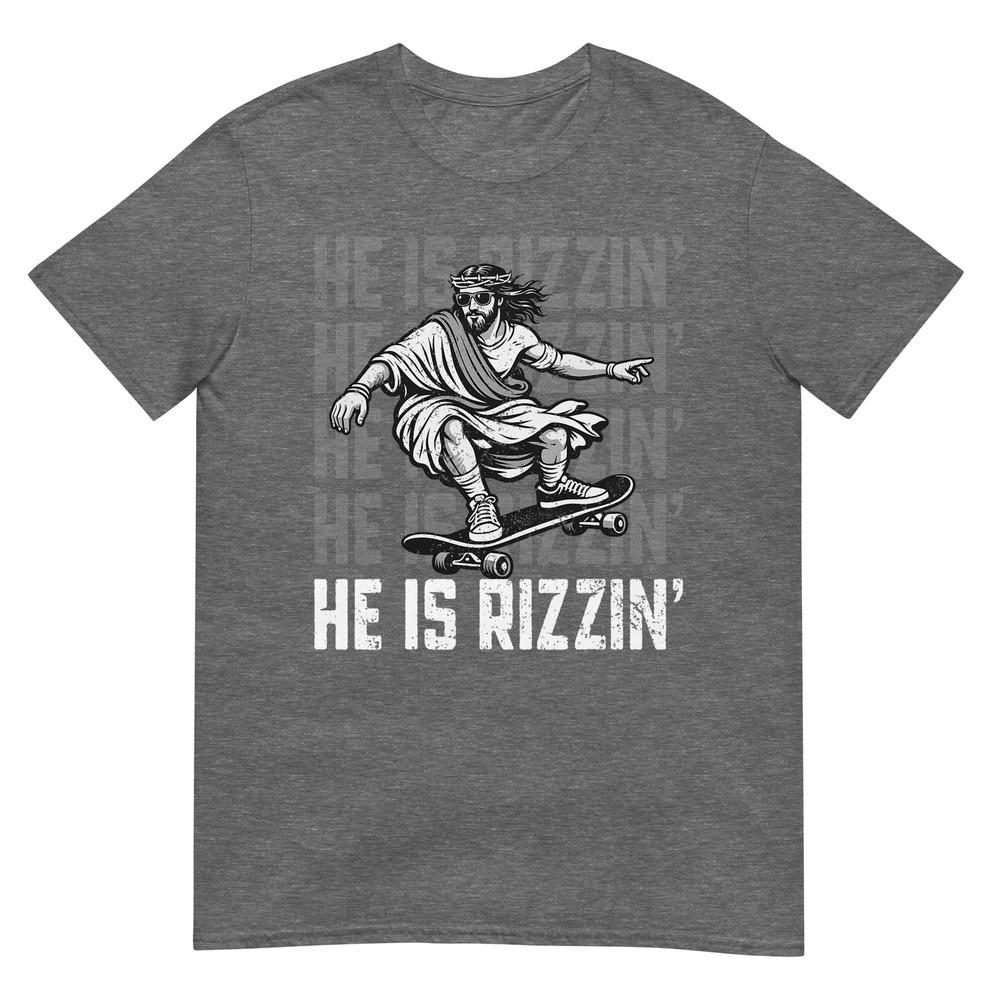 Retro He Is Rizzin Funny Jesus Skateboard Easter Christian TShirt