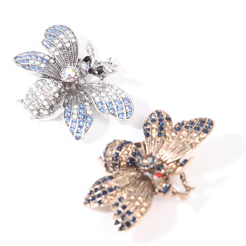 Rhinestone Bee Insect Brooches Vintage Metal Pin Scarf Clip Clothes Accessories