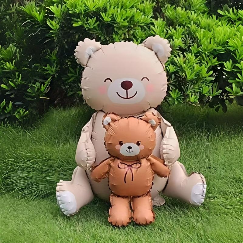 2pcs Brown Cartoon Bear Shaped Balloons, Used for Birthday Themed Parties, Valentine's Day, Anniversaries, and Photo Props