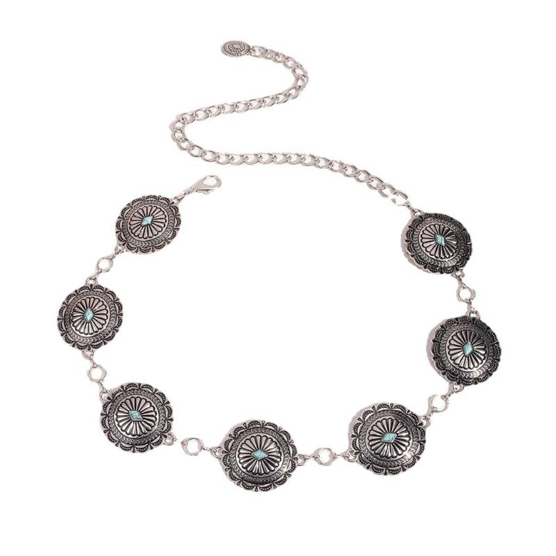 Elegant Ladies Ethnic Style Waist Belt Delicate Relief Flower Buckle Belt Summer Dress Women Summer Seaside Waist Belt