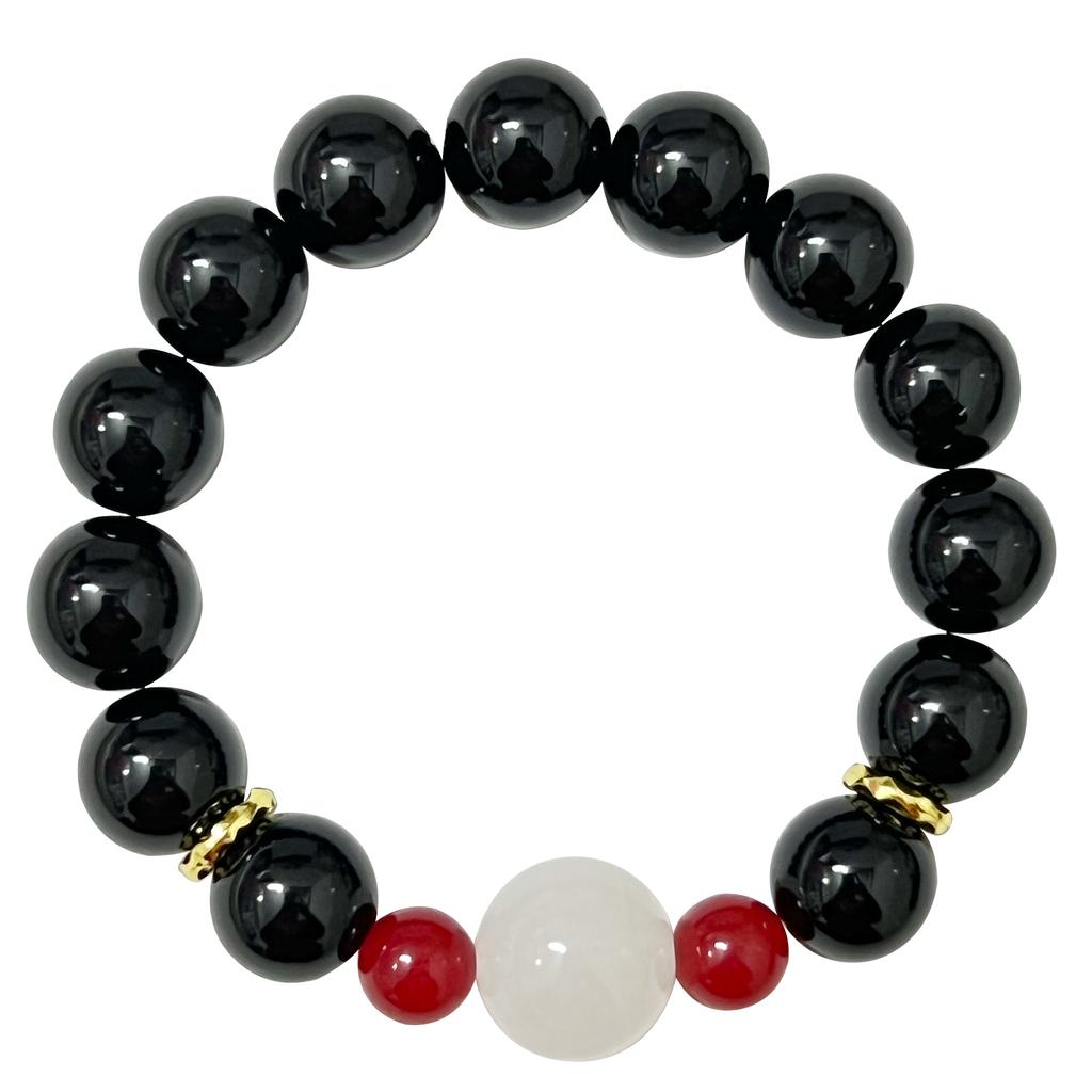 Natural Stone Bracelet for Women Semi-Precious Gemstone Beaded Bracelets 12mm Round Beads Obsidian Bangle Jewelry Gift