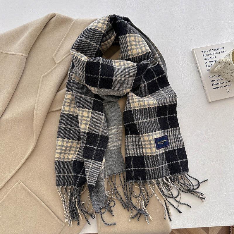 Autumn and winter new versatile scarf women's thickened woven thick beard fringed warm scarf imitation cashmere shawl