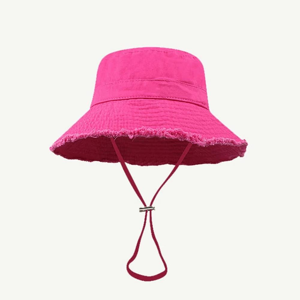 New Fashionable Style Bucket Hat Sun Resistant Adjustable Fisherman Cap Fringed Solid Color Summer Sunshade Hat Four Seasons