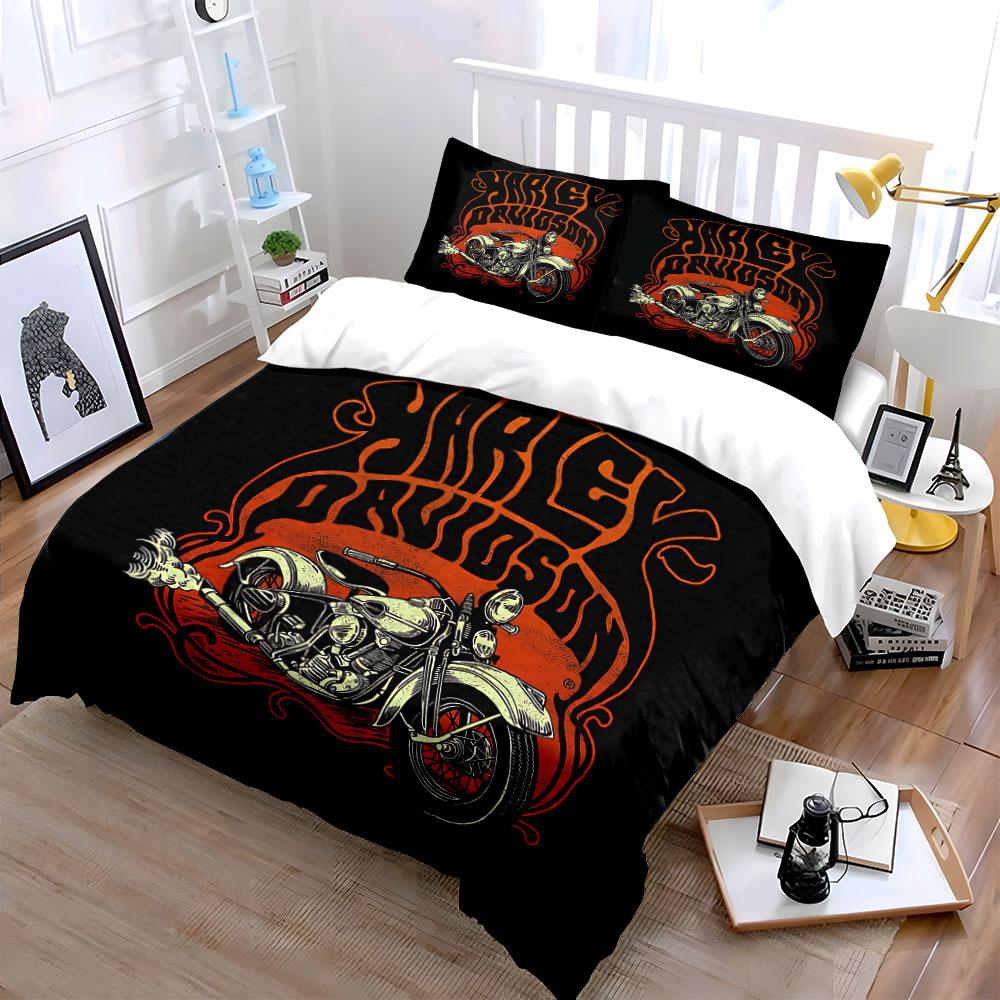 Motorcycle Classic Design Bedding Duvet Cover Set Duvet Cover Pillowcases  (1*Duvet Cover 2*Pillowcases, without duvet insert)