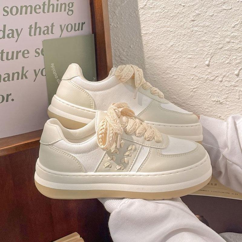Casual little white shoes women's autumn new thick-soled simple student women's shoes contrasting color wheat ear board shoes