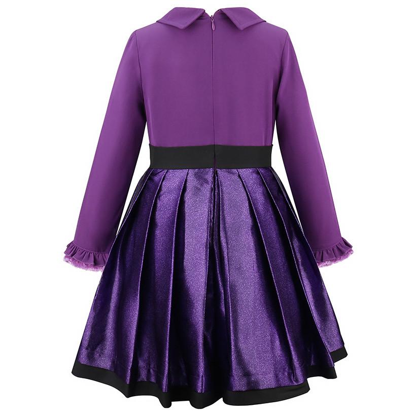 Kids Girls Teenage Vampire Purple Long Sleeves Dress Jacket Coat Set Outfit Halloween Cosplay Costume