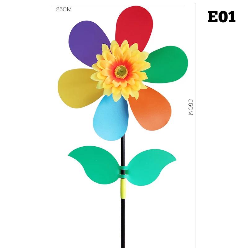 Colorful Sunflower Windmill Cartoon Six-Wheel Sequin Pinwheel Foldable Carry Windmill Camping Outdoor Toy Garden Yard Decoration