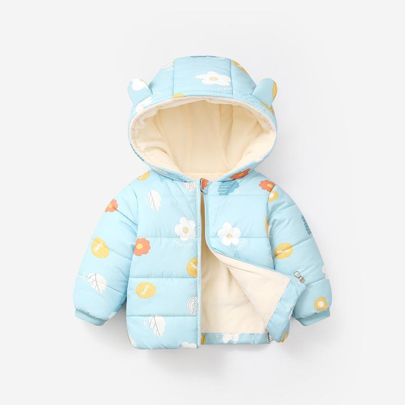 Autumn/Winter Toddler Outerwear: Ear-Style Cotton Down Jacket & Lambswool in Korean Trendy Design for Boys & Girls. 100cm