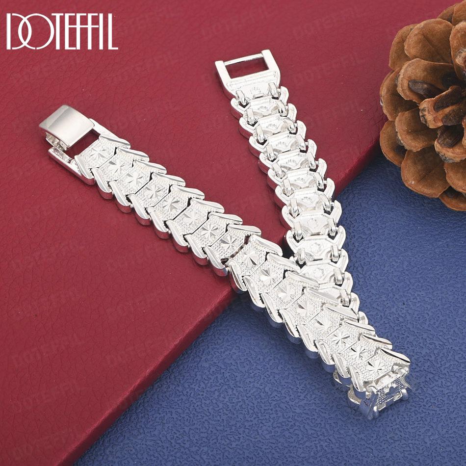 925 Sterling Silver Fashion Pattern Bracelet Wedding Gift Jewelry