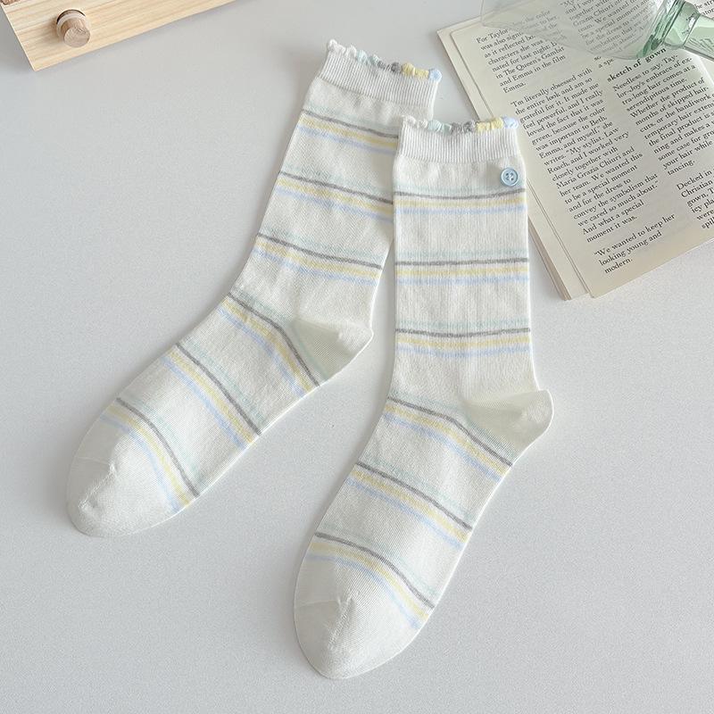 Acheng Women s Seamless Breathable Mesh Stripe Mid-Calf Socks One Size жёлтый