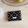 Portable Sweet Bow Wallet Three Fold Mini Cute Card Holder Coin Purse Flower Design Lightweight Leather Card Holder Girl