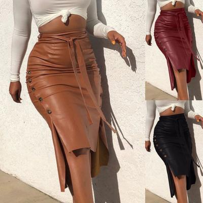 Pencil Skirt Solid Color All-match Skin-friendly Knee Length Pencil Skirt for Travel