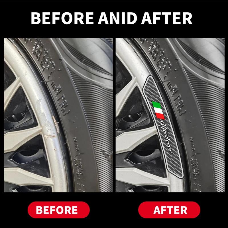 4Pcs Car Rims Wheels Curved Carbon Fiber Sticker Decal For Alfa Romeo Giulia Stelvio Giulietta 156 159 147 Mito Tonale GT