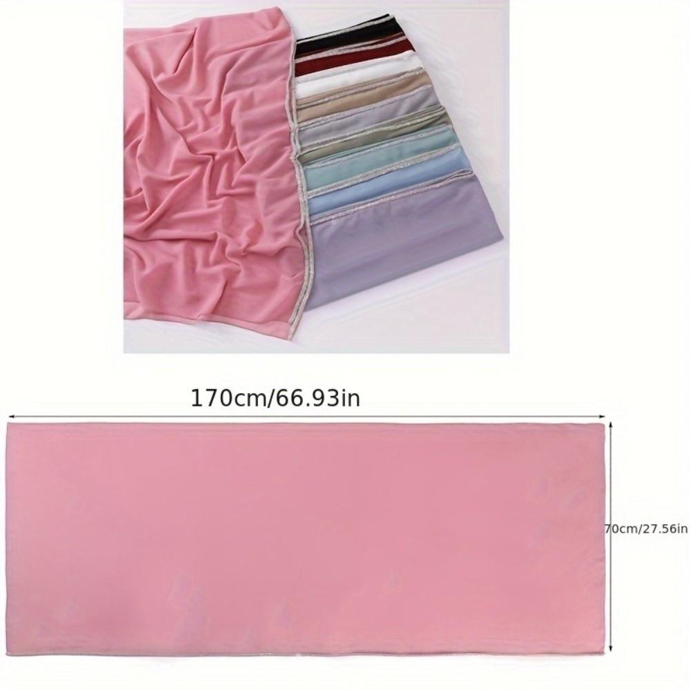 Luxury Solid Color Ethnic Style Scarf Rhinestones Brim Long Headscarf Thin Bandana Islamic Turban Female