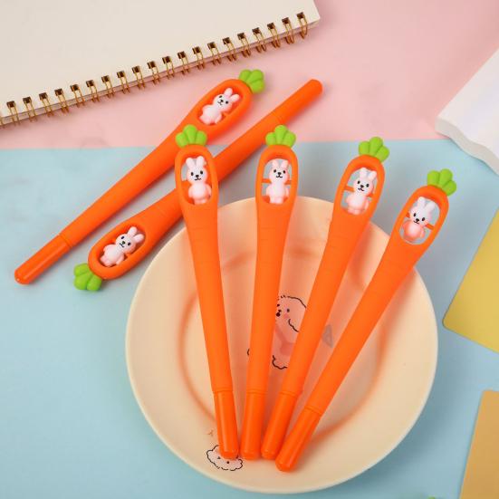 Süßer Hase Karottenform Gelstifte Glattes Schreiben Cartoon Tinte Stifte zum Notieren Und Für die Schule Lustige Tier Neuheit Stifte für Teenager Und Büro