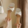2025 New Internet Celebrity Slippers Female Summer Wear Fairy Style Fashion French Thin Heel High Heel Niche Cool Slippers