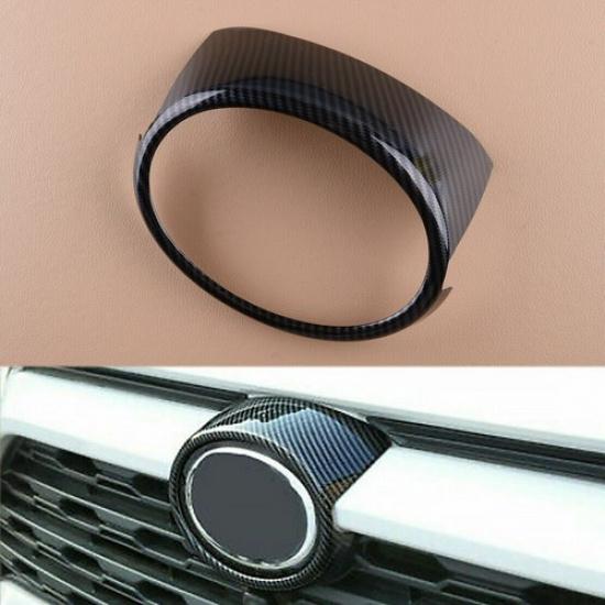 Carbon Fiber Front Grille Logo Decor Frame Cover Trim For Toyota RAV4 2019-2022