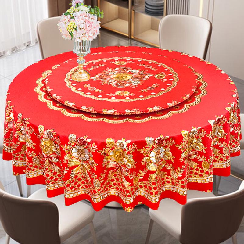 Luxury Waterproof PVC Tablecloth: Oilproof, Anti-scald, Wash-free Round Design for Hotels and Homes