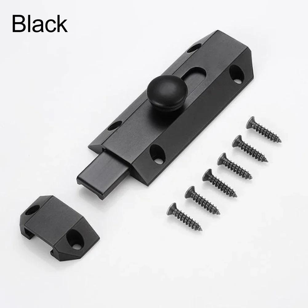 Door Protection Heavy Duty Latch Slide Door Security Black Multi-layer Polished Finish Space-Saving Lock Sturdy Construction