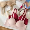 Red Series Seamless Push-Up Bra Set for Women - Side Support, No Underwire, Sexy Thin Hollow Out Design