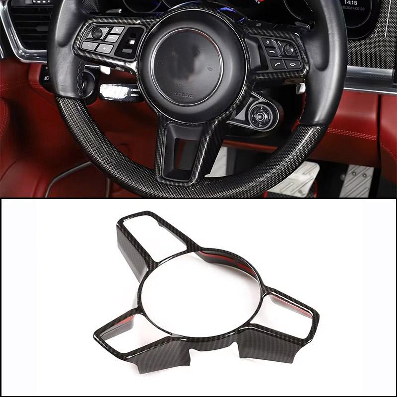 ABS Carbon fiber For Porsche Macan Cayenne Panamera 718 911 918 Interior Steering Wheel Cover Trim Interior Accessories