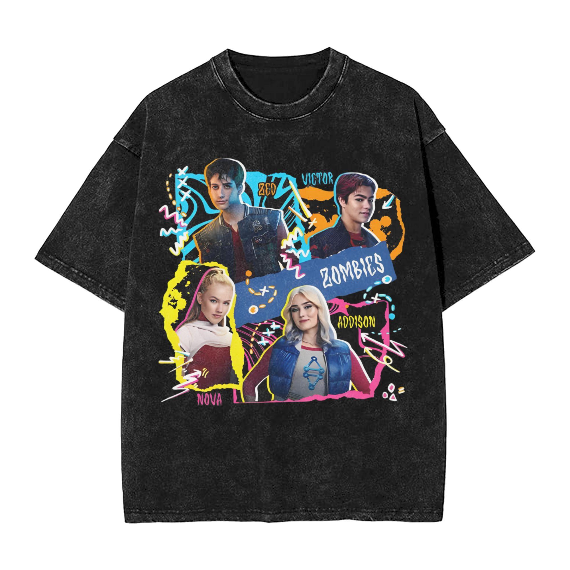 

Zombies 4:Dawn of the Vampires 2025 Movie Washed T Shirts Streetwear Hip Hop Vintage T-Shirts Tees for Men Women Short Sleeve 4XL