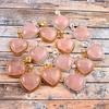 Natürlicher Edelstein Rosa Anhänger, Rosenquarz Herz Kristall Anhänger, Natürlicher Edelstein, Heilschmuck Silber Anhänger Boho Stil, Herz Charm