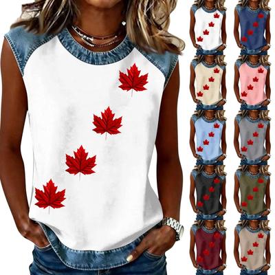 Top tricou casual de damă cu gât rotund, imprimat
