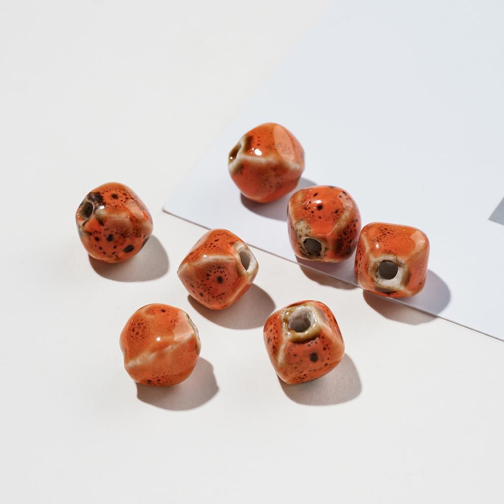 10pcs/Lots Irregular Ceramic Beads Colored Spacer Loose Beads for DIY Necklace Bracelet Keychain Jewelry Making Findings