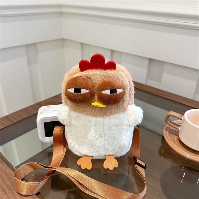 Plush Adjustable Strap Cartoon Bag Chicken Purse For Women Fluffy Hen Shoulder Bag Handbag For Travel Party